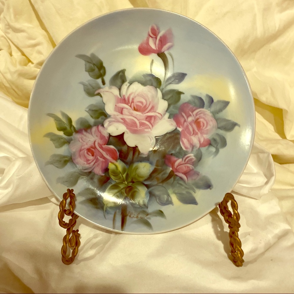 HANDPAINTED PLATE with FLOWERS